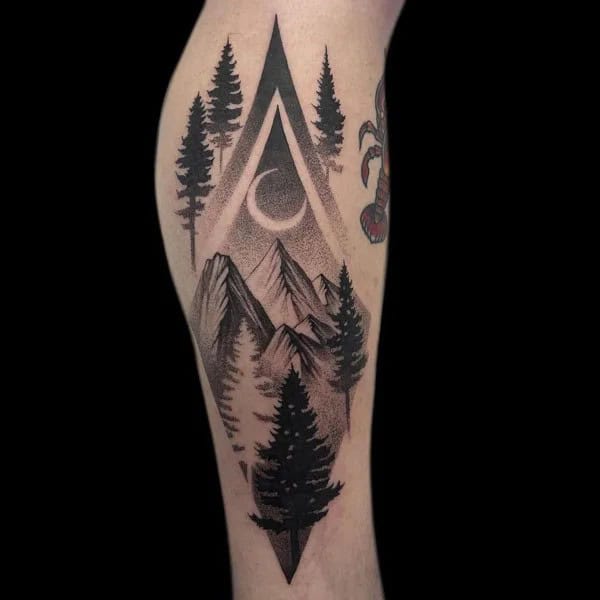 Mountain and Tree Tattoo