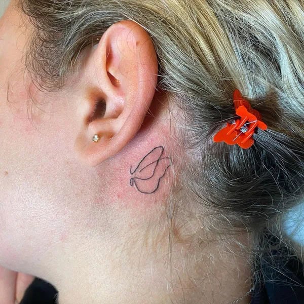 Watercolor Butterfly Tattoo Behind The Ear