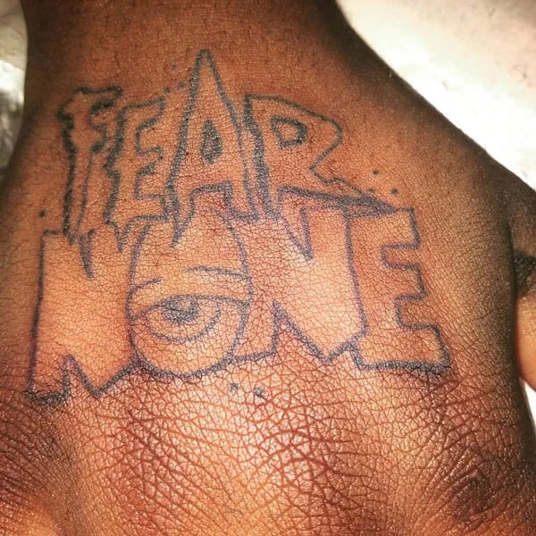 Fear None Skull Tattoo