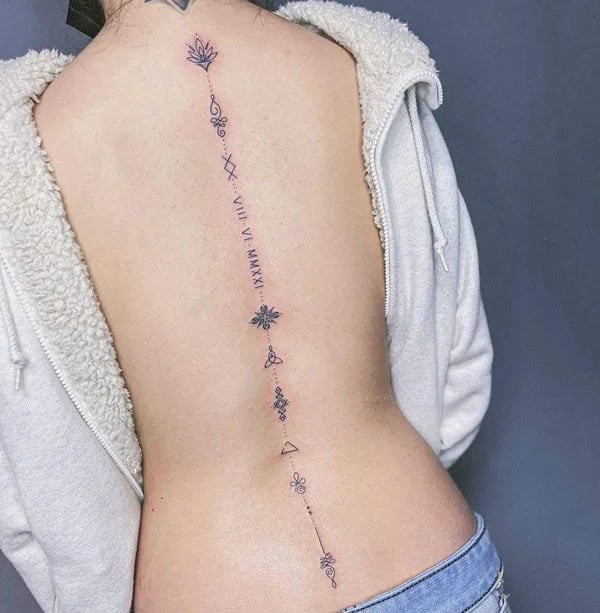 Unalome Spine Tattoo