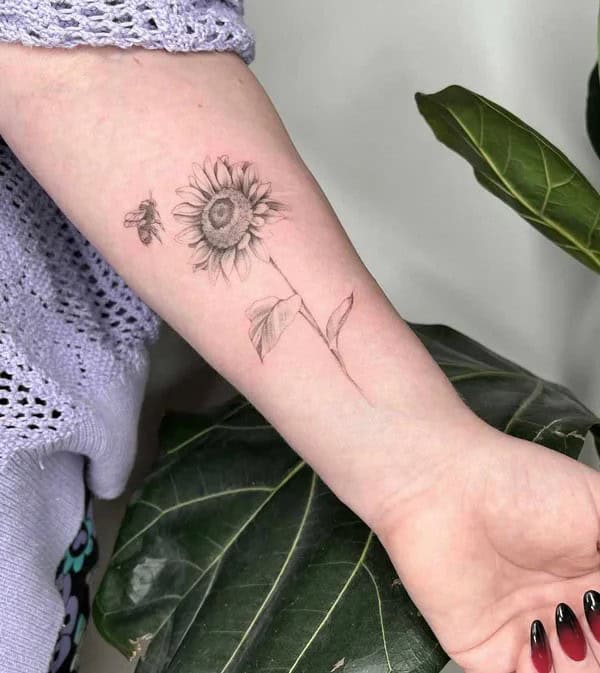 Sunflower and Bee Tattoo