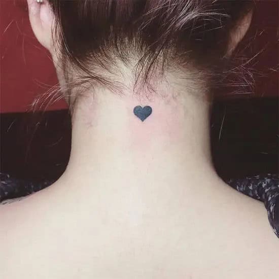 Black Heart Tattoo on Neck