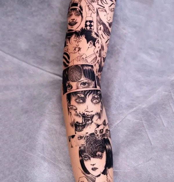 Geometric Junji Ito Tattoo