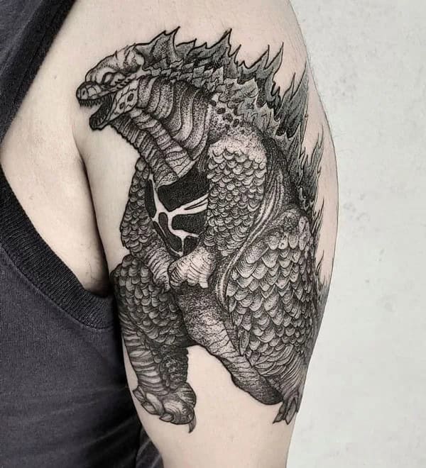 Godzilla vs Ghidorah tattoo