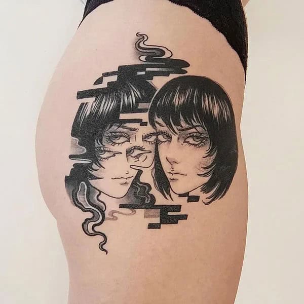 Geometric Junji Ito Tattoo