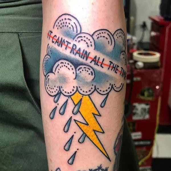 Cloud With Lightning Bolt Tattoo