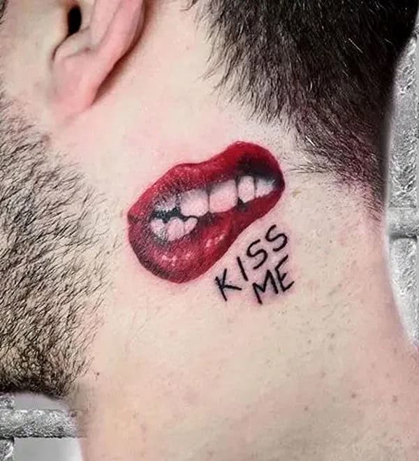 Feisty Neck Lip Tattoo