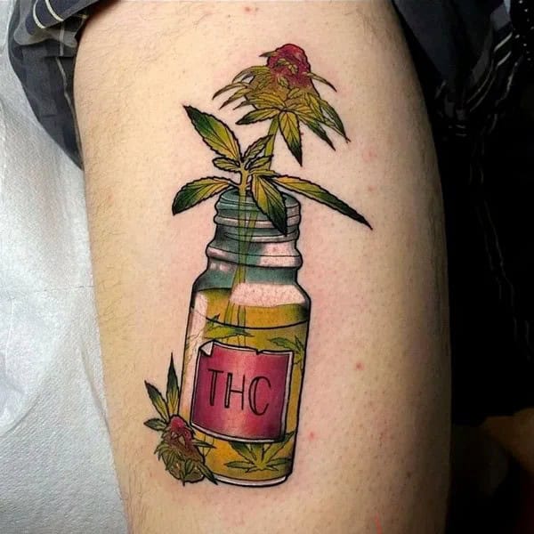 Weed Floral Tattoo