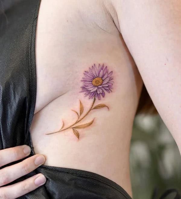 September Birth Flower Side Boob Tattoo