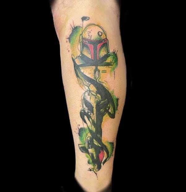 Watercolor Mandalorian Tattoo