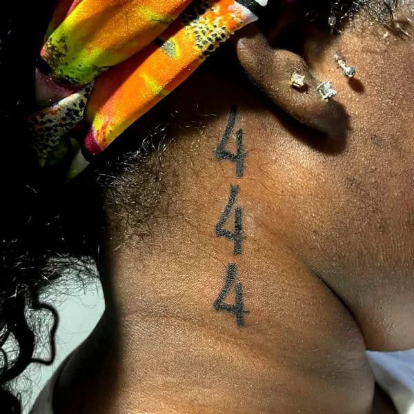 444 Neck Tattoo