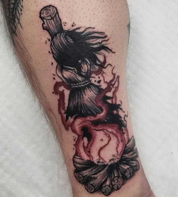 Burning Witch Tattoo