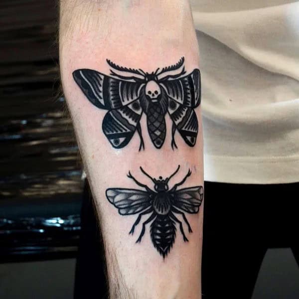 Butterfly and Bee Tattoo