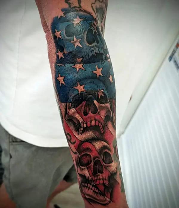 Skull American Flag Tattoo