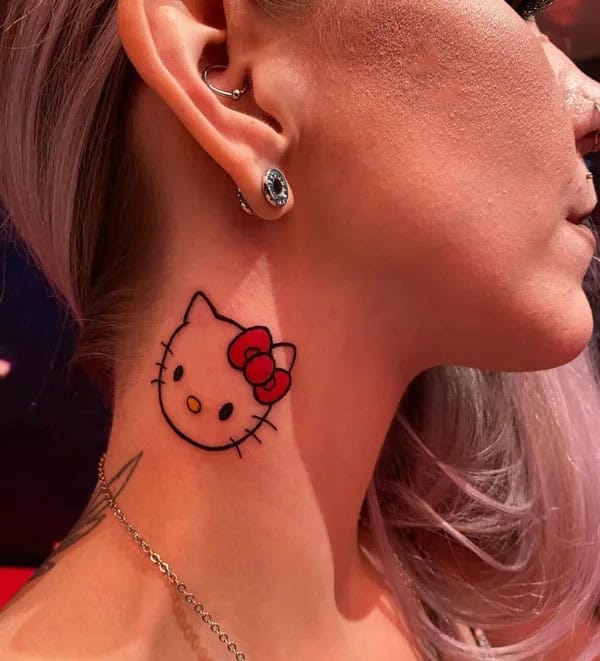 Ankle Hello Kitty Tattoo