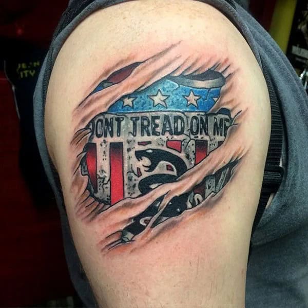 “Don’t Tread On Me” Back Tattoo