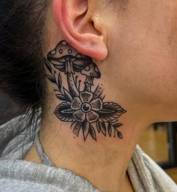 Mushroom Neck Tattoo