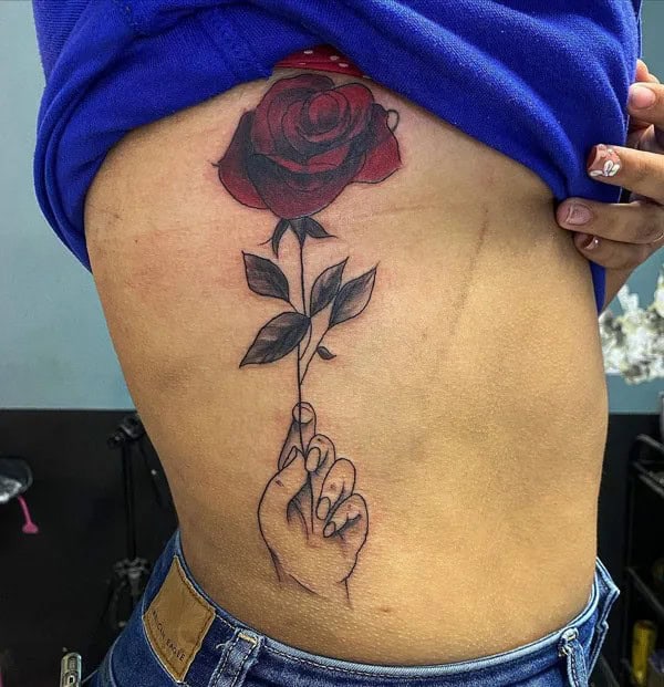 Black and Red Rose Tattoo