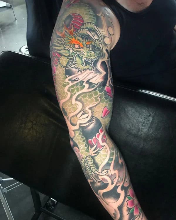 Japanese Dragon Sleeve Tattoo