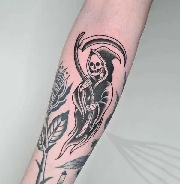 Grim Reaper Forearm Tattoo