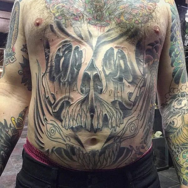 Skull Stomach Tattoo