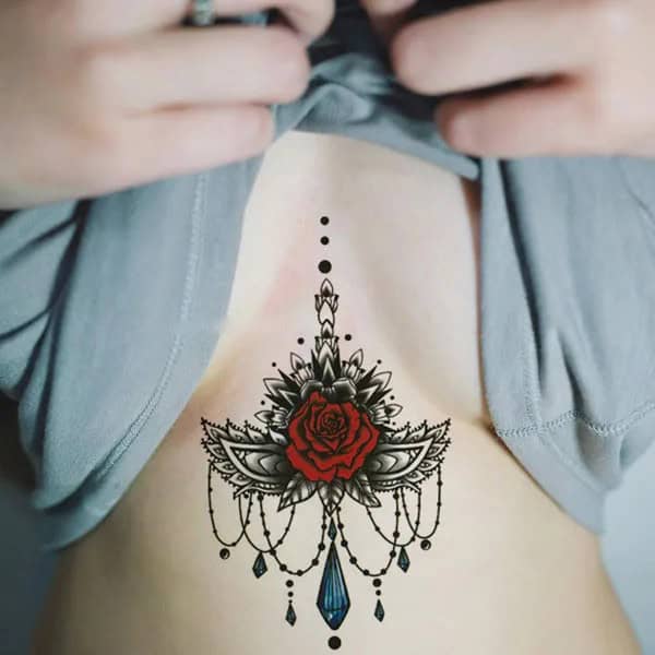 Rose Underboob Tattoo