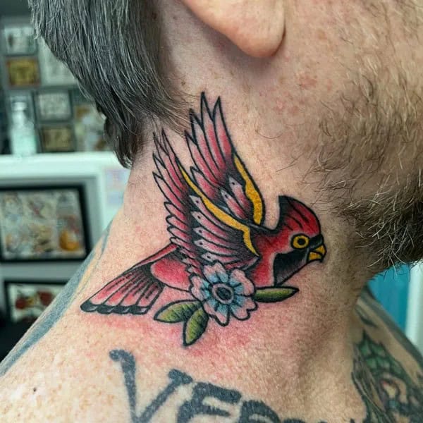 Cardinal Neck Tattoo