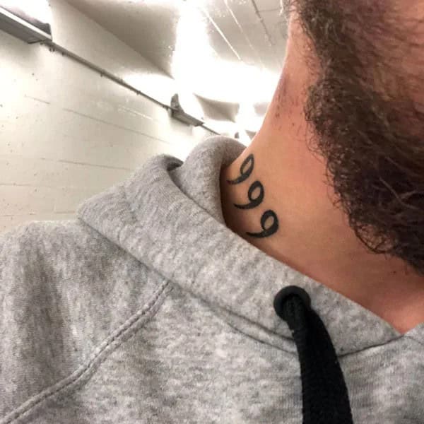 999 Neck Tattoo