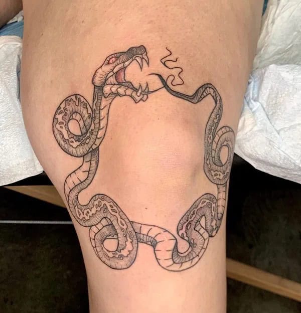 Snake Knee Tattoo