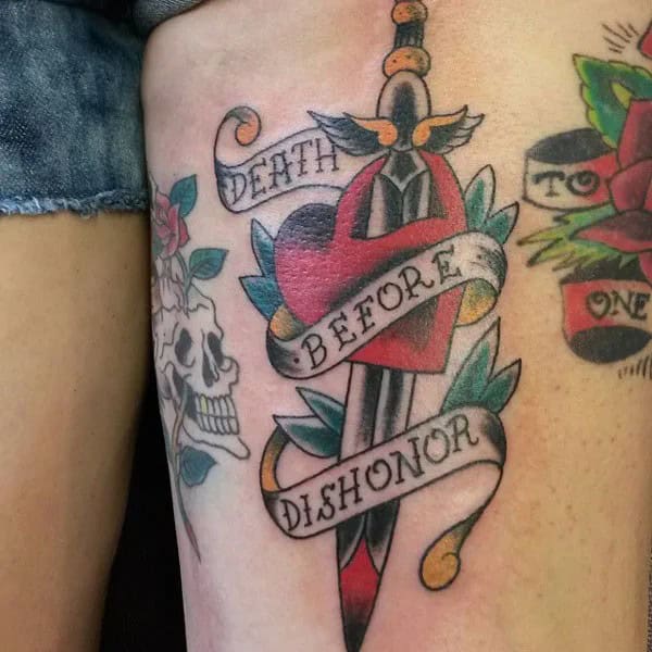 Death Before Dishonour Bicep Tattoo