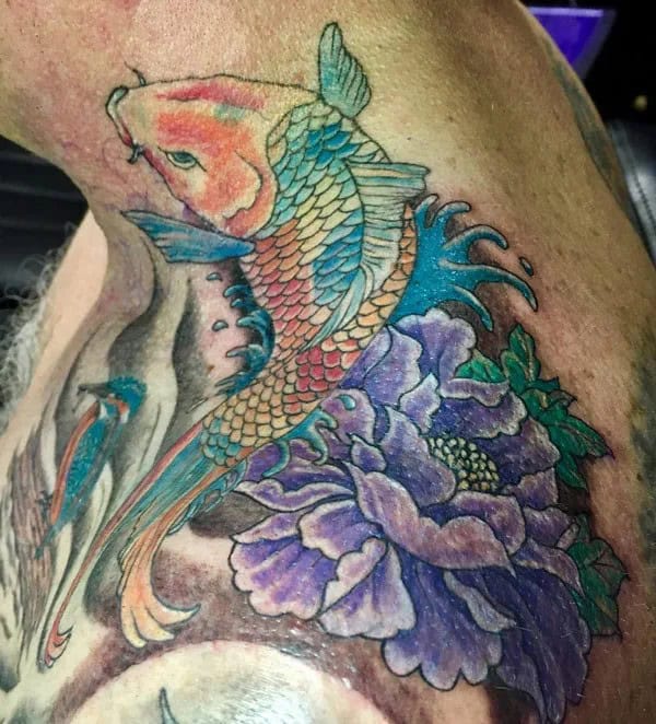 Peony and Koi Fish Tattoo