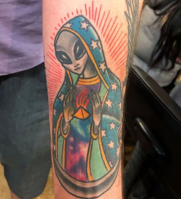 Alien Virgin Mary Tattoo