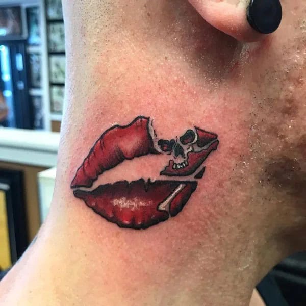 Feisty Neck Lip Tattoo