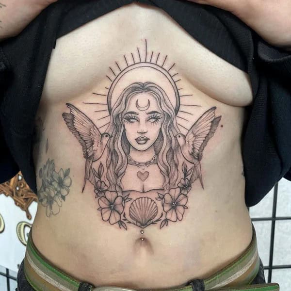 Aphrodite Sternum Tattoo