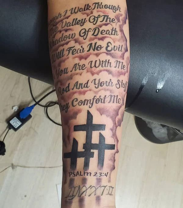 Bible Verse 3 Cross Tattoo