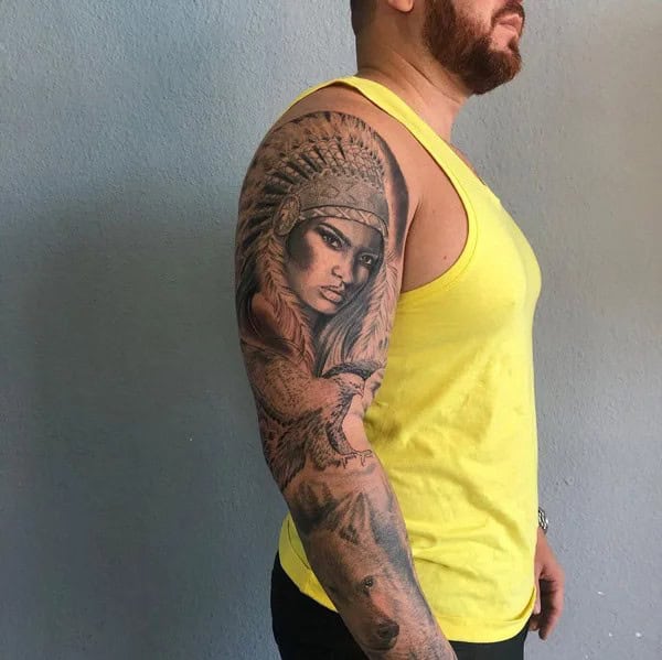 Native American Sleeve Tattoo