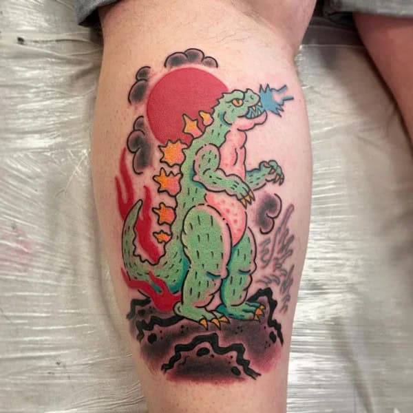 Godzilla vs Ghidorah tattoo