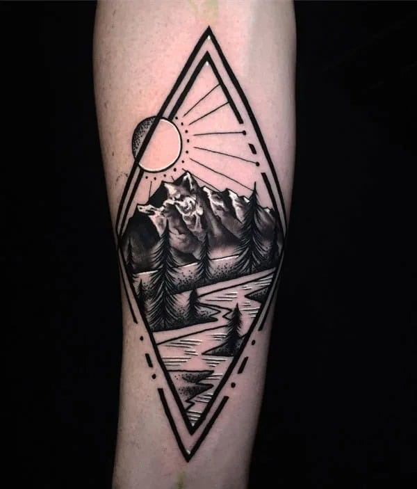 Geometric Mountain Tattoo