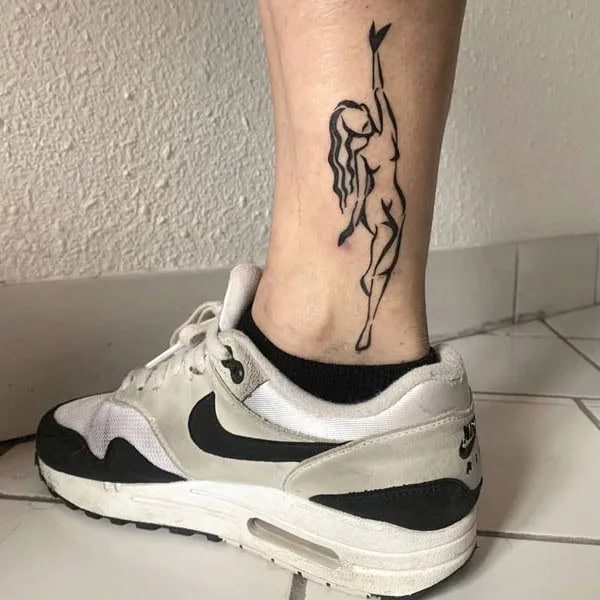 Naked Woman Leg Tattoo