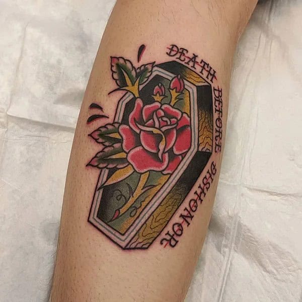 “Death Before Dishonour” Coffin Tattoo