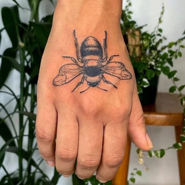 Bee Hand Tattoo