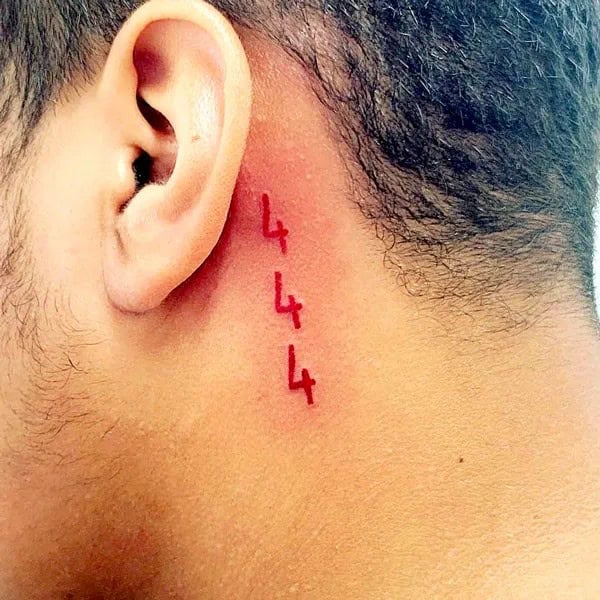 444 Neck Tattoo