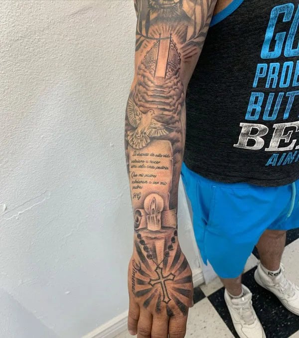 Cross Sleeve Tattoo