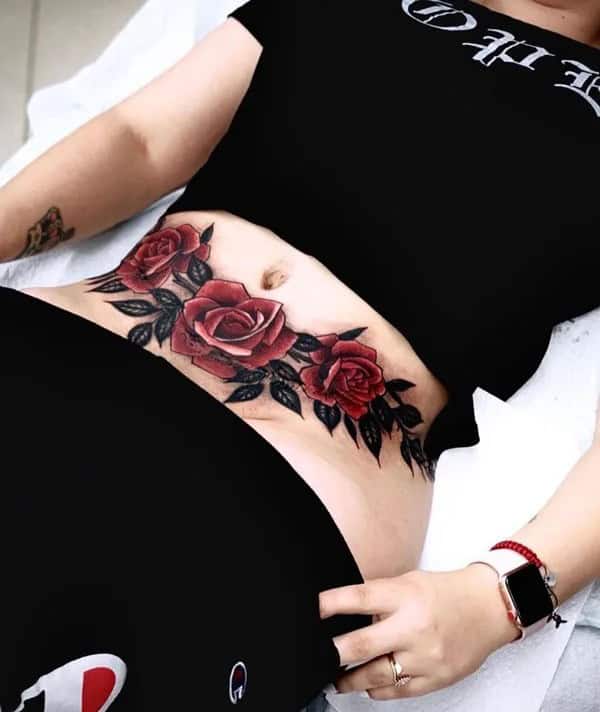 Rose Stomach Tattoo