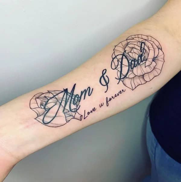 Mom and Dad Flower Tattoo