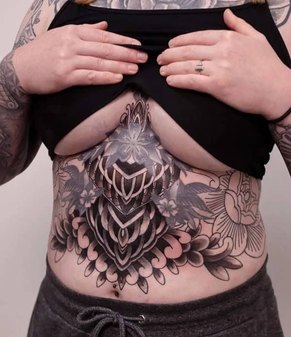 Mandala Stomach Tattoo