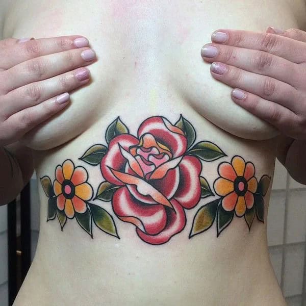 Rose Underboob Tattoo