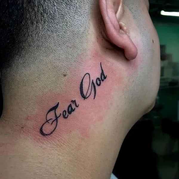 Fear God Tattoo on Neck