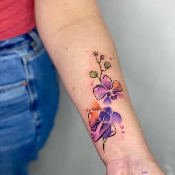 Watercolor Orchid Tattoo