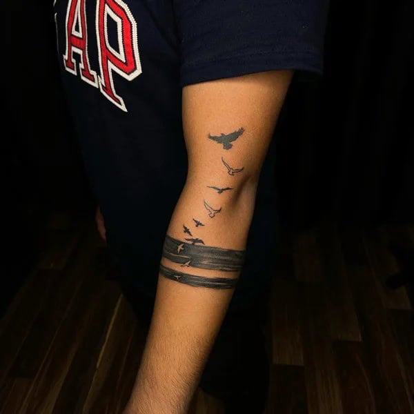 Two Line with Birds Tattoo